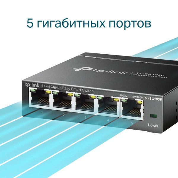 TP-Link Коммутатор Easy Smart с 5 гигабитными портами TP-Link Коммутатор Easy Smart с 5 гигабитными портами
