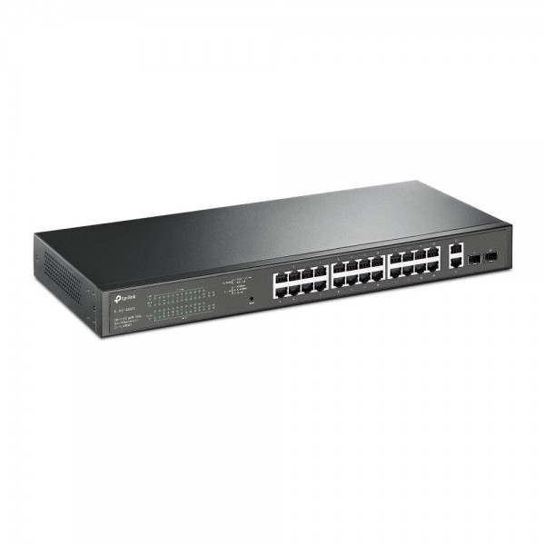 TP-Link Коммутатор Easy Smart с 26 гигабитными портами RJ45 (24 порта PoE+) и 2 гигабитными портами SFP