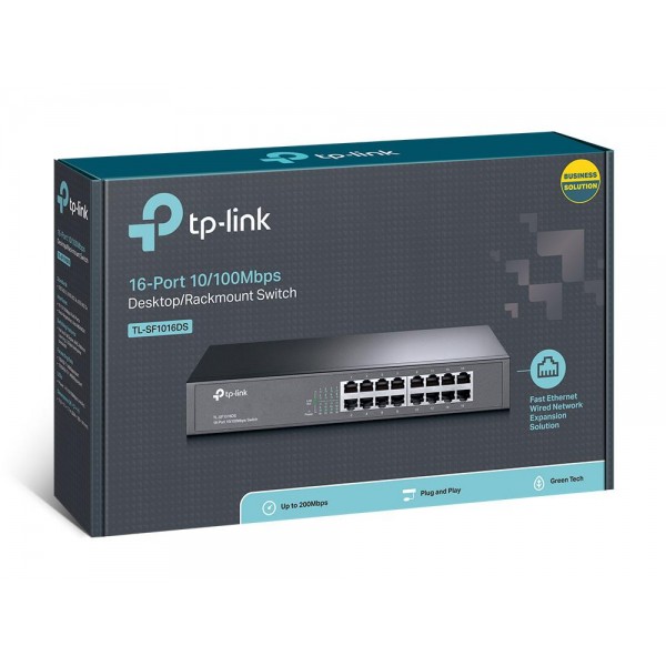 TP-Link 16-портовый Fast Ethernet настольный/монтируемый в стойку коммутатор