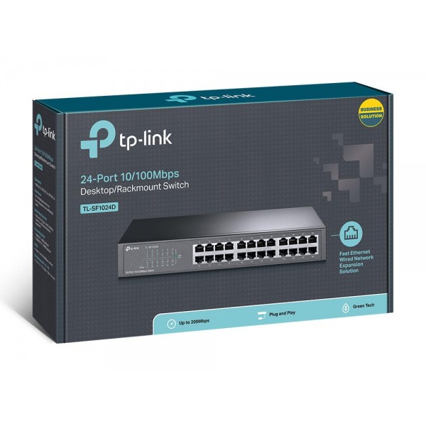 TP-Link Коммутатор с 24 портами 10/100 Мбит/с для размещения на столе или в стойке