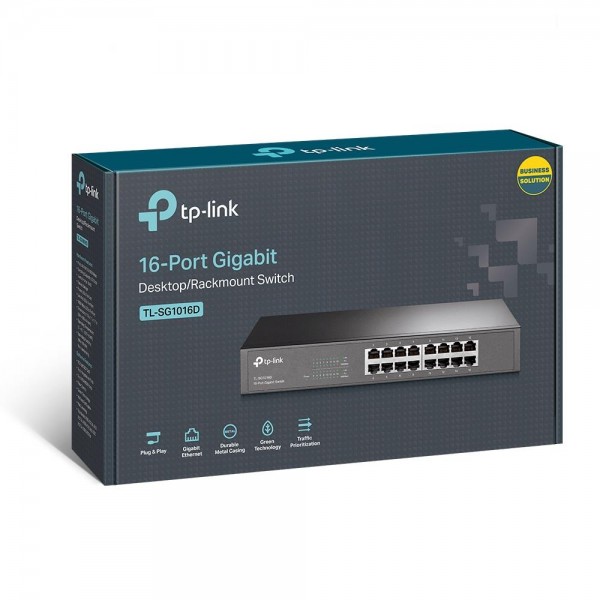 TP-Link Коммутатор с 16 гигабитными портами для размещения на столе или в стойке TP-Link Коммутатор с 16 гигабитными портами для размещения на столе или в стойке