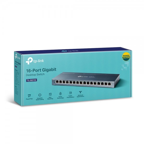 TP-Link Настольный коммутатор с 16 гигабитными портами TP-Link Настольный коммутатор с 16 гигабитными портами