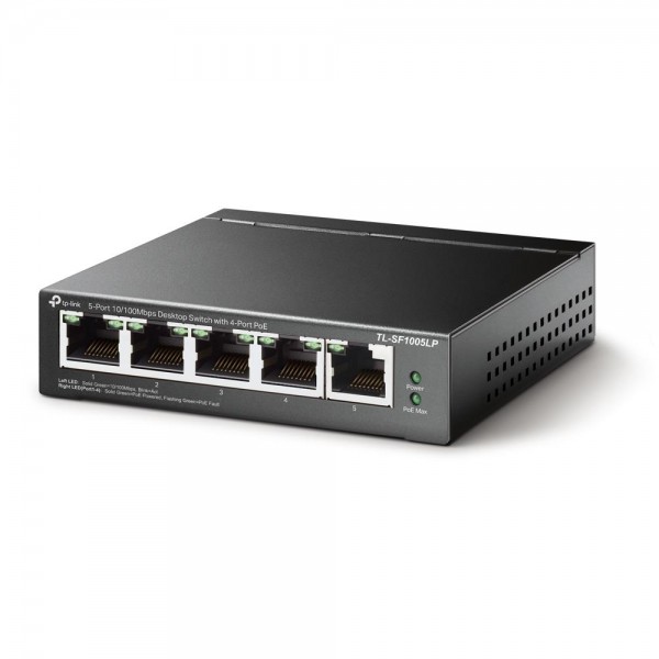 TP-Link Настольный коммутатор с 5 портами 10/100 Мбит/с (4 порта PoE+)