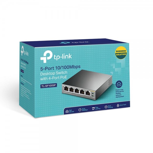 TP-Link 5-портовый 10/100 Мбит/с настольный коммутатор с 4 портами PoE