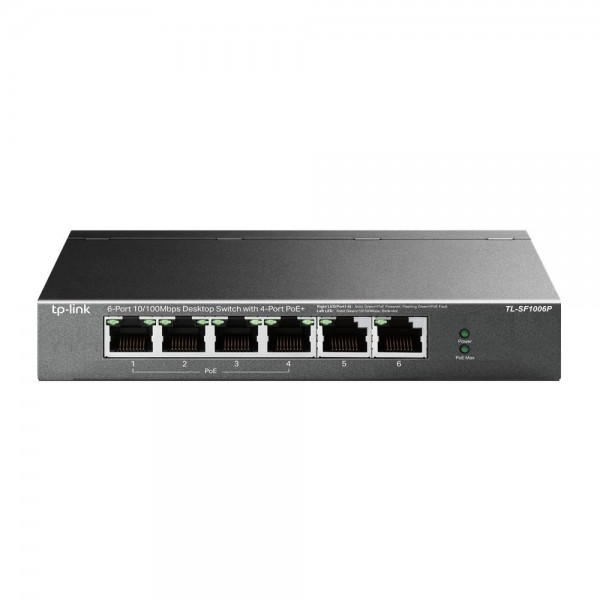 TP-Link Настольный коммутатор с 6 портами 10/100 Мбит/с (4 порта PoE+)