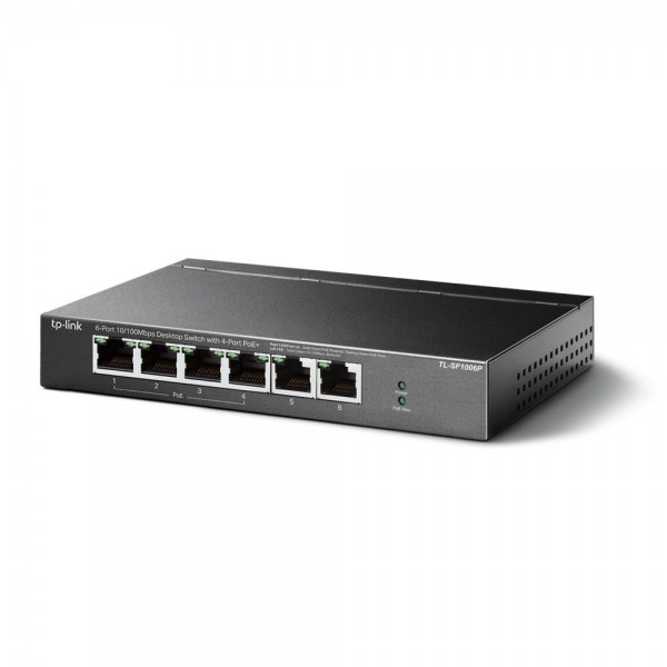 TP-Link Настольный коммутатор с 6 портами 10/100 Мбит/с (4 порта PoE+)
