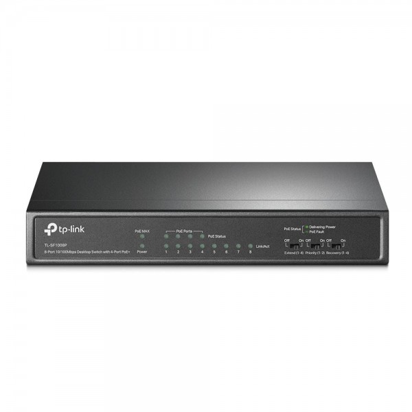 TP-Link Настольный коммутатор с 8 портами 10/100 Мбит/с (4 порта PoE+)