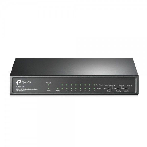 TP-Link Настольный коммутатор с 9 портами 10/100 Мбит/с (8 портов PoE+)