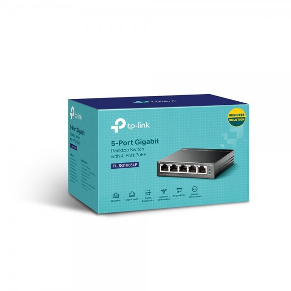 TP-Link Настольный коммутатор с 5 гигабитными портами (4 порта PoE+) TP-Link Настольный коммутатор с 5 гигабитными портами (4 порта PoE+)