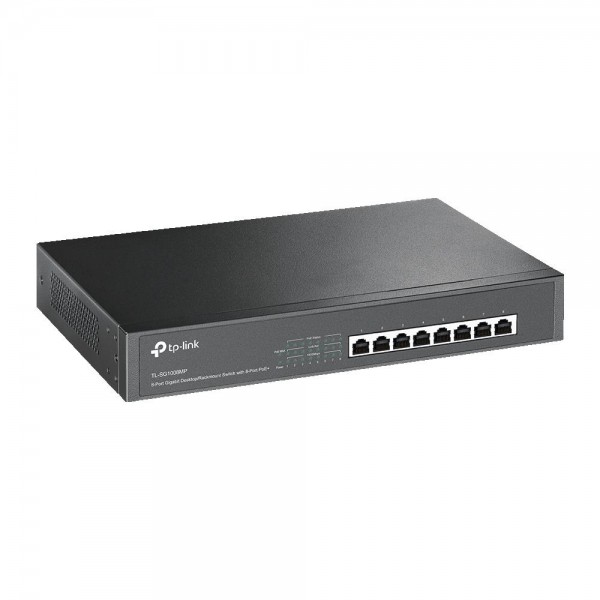 TP-Link Коммутатор с 8 гигабитными портами PoE+ для размещения на столе или в стойке