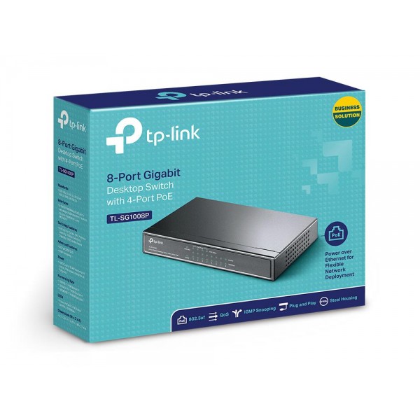 TP-Link 8-портовый гигабитный настольный коммутатор с 4 портами PoE