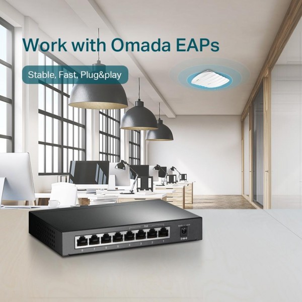 TP-Link Настольный коммутатор с 8 гигабитными портами (4 порта PoE+)
