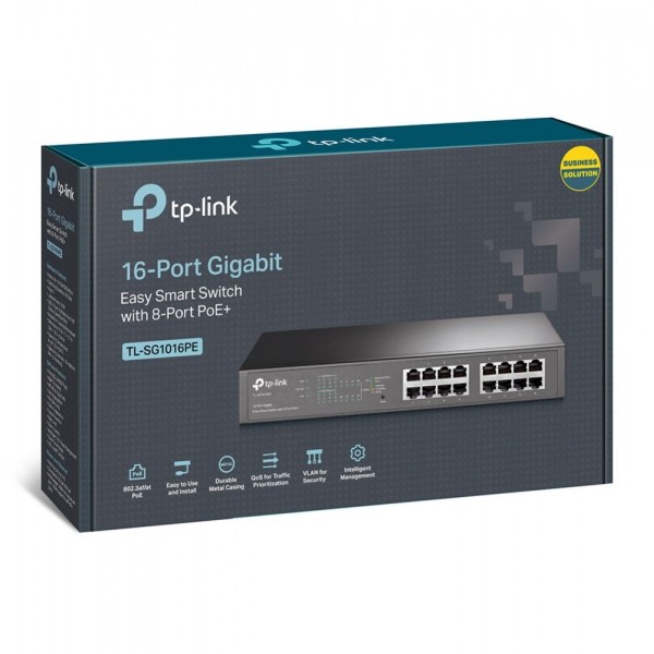 TP-Link Коммутатор Easy Smart с 16 гигабитными портами (8 портов PoE+)