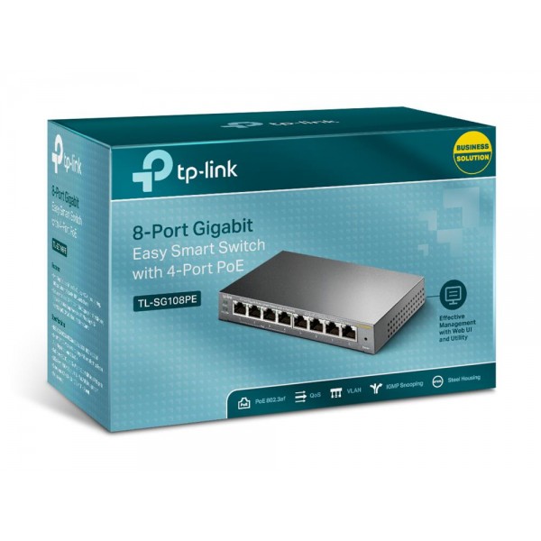 TP-Link Easy Smart гигабитный 8-портовый коммутатор с 4 портами PoE