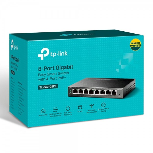 TP-Link Easy Smart гигабитный 8‑портовый коммутатор с 4 портами PoE