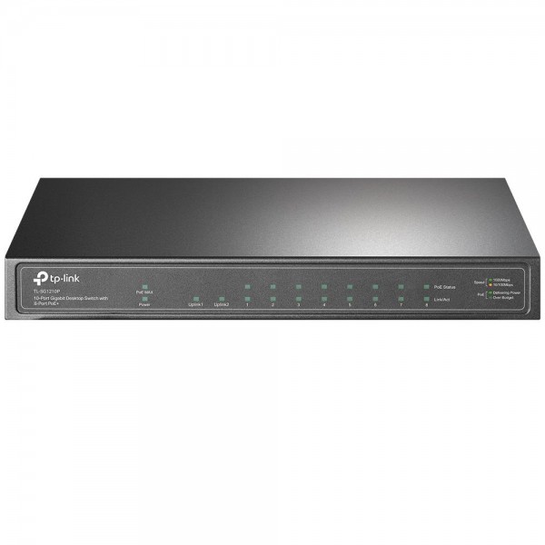 TP-Link Настольный коммутатор с 9 гигабитными портами RJ45 (8 портов PoE+) и гигабитным портом SFP