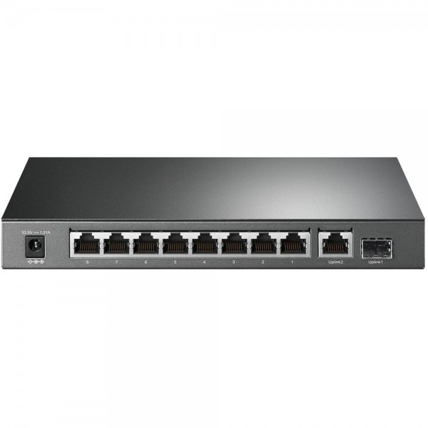 TP-Link Настольный коммутатор с 9 гигабитными портами RJ45 (8 портов PoE+) и гигабитным портом SFP