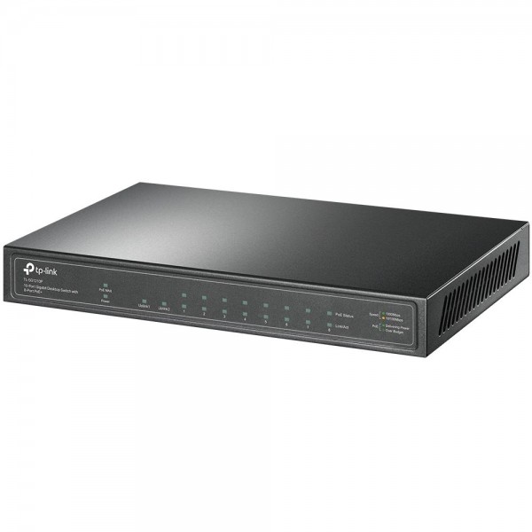 TP-Link Настольный коммутатор с 9 гигабитными портами RJ45 (8 портов PoE+) и гигабитным портом SFP