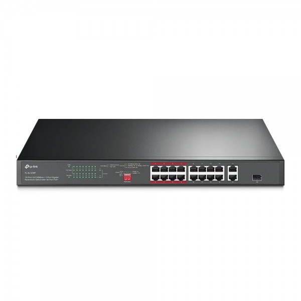 TP-Link Коммутатор с 16 портами PoE+ 10/100 Мбит/с, гигабитным портом RJ45 и комбинированным гигабитным портом RJ45/SFP
