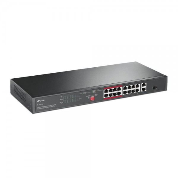 TP-Link Коммутатор с 16 портами PoE+ 10/100 Мбит/с, гигабитным портом RJ45 и комбинированным гигабитным портом RJ45/SFP