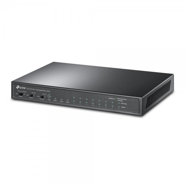 TP-Link Настольный коммутатор с 2 гигабитными портами RJ45, 8 портами PoE+ 10/100 Мбит/с и гигабитным портом SFP