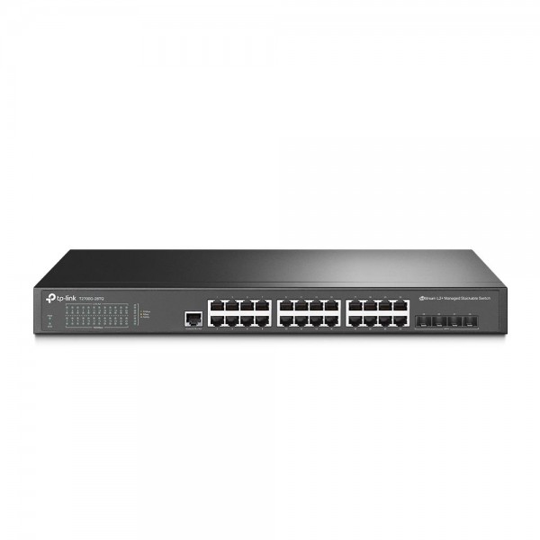 TP-Link Управляемый стекируемый коммутатор JetStream уровня 2+ с 24 гигабитными портами RJ45 и 4 портами SFP+ 10 Гбит/с