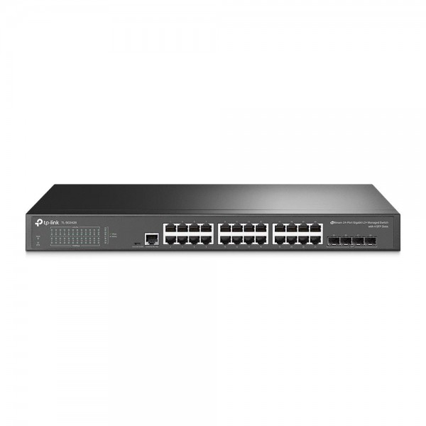 TP-Link Управляемый коммутатор JetStream уровня 2+ с 24 гигабитными портами RJ45 и 4 гигабитными портами SFP