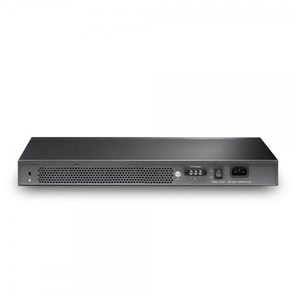 TP-Link Управляемый коммутатор JetStream уровня 2+ с 24 гигабитными портами RJ45, 4 портами SFP+ 10 Гбит/с и источником бесперебойного питания