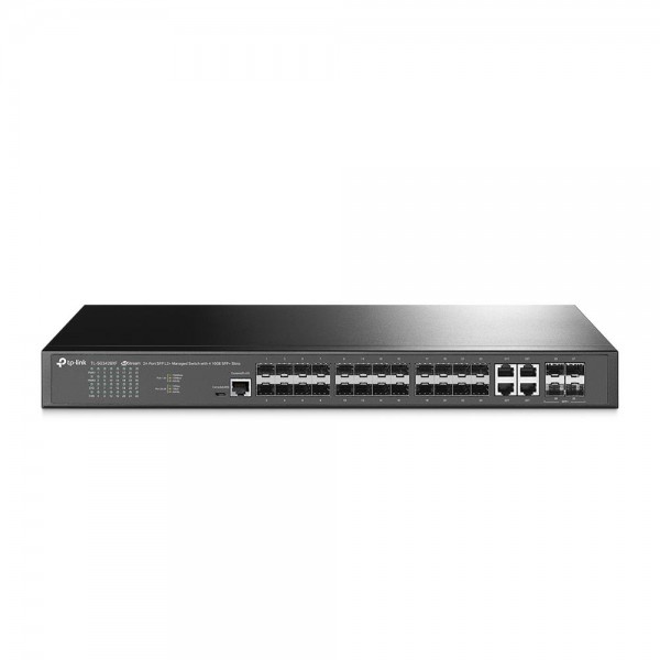 TP-Link Управляемый коммутатор JetStream уровня 2+ с 20 гигабитными портами SFP, 4 портами SFP+ 10 Гбит/с и 4 комбинированными портами RJ45/SFP