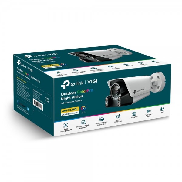 TP-Link Уличная цилиндрическая камера 4 Мп с цветным ночным видением ColorPro