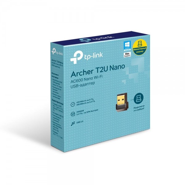 TP-Link Сверхкомпактный двухдиапазонный USB-адаптер с поддержкой Wi-Fi AC600