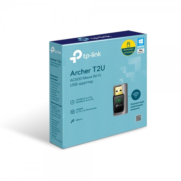 TP-Link Компактный двухдиапазонный USB‑адаптер с поддержкой Wi-Fi AC600 TP-Link Компактный двухдиапазонный USB‑адаптер с поддержкой Wi-Fi AC600