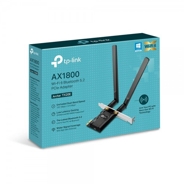 TP-Link Двухдиапазонный адаптер PCI Express с поддержкой Wi-Fi AX1800 и Bluetooth 5.2 TP-Link Двухдиапазонный адаптер PCI Express с поддержкой Wi-Fi AX1800 и Bluetooth 5.2