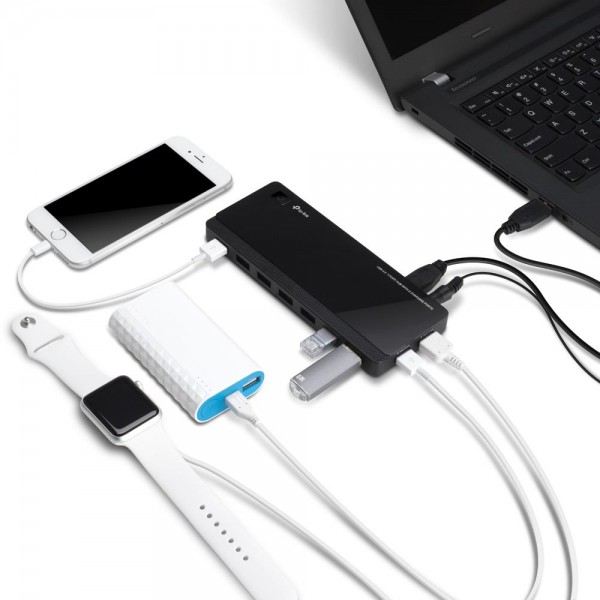 TP-Link 7-портовый концентратор USB 3.0 с двумя заряжающими портами