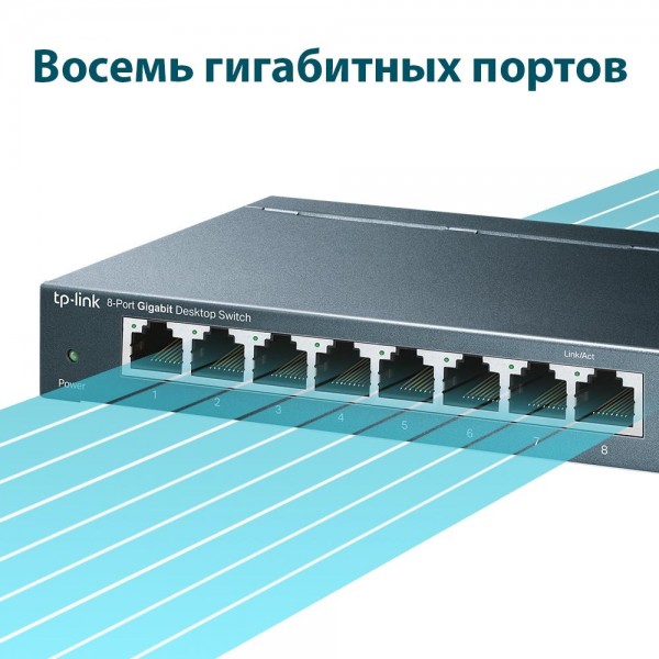 TP-Link 8-портовый 10/100/1000 Мбит/с настольный коммутатор