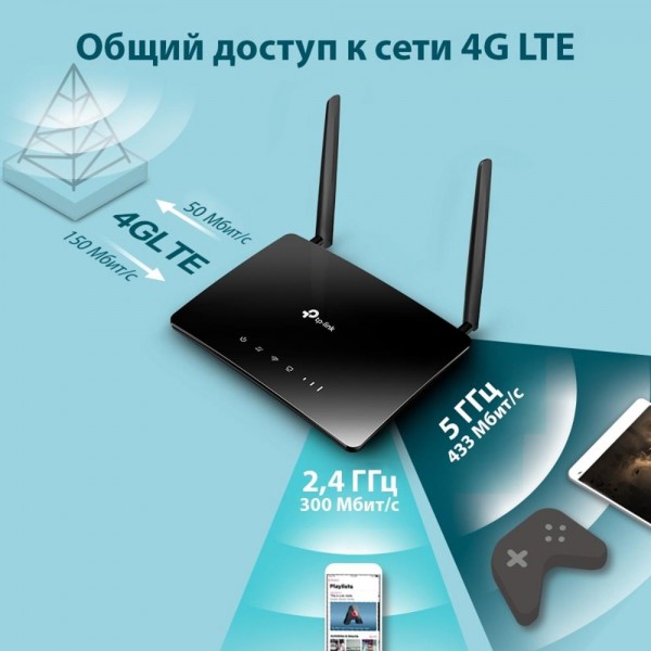 TP-Link Двухдиапазонный Wi-Fi роутер AC1200 с поддержкой 4G LTE
