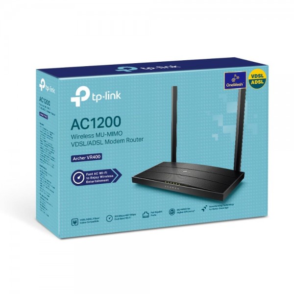 TP-Link Wi-Fi роутер AC1200 с модемом VDSL/ADSL и поддержкой MU‑MIMO