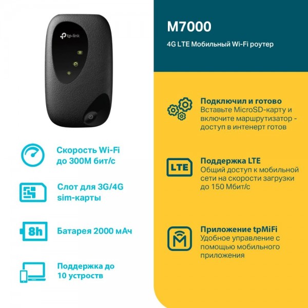 TP-Link Мобильный Wi‑Fi роутер N300 с поддержкой 4G LTE