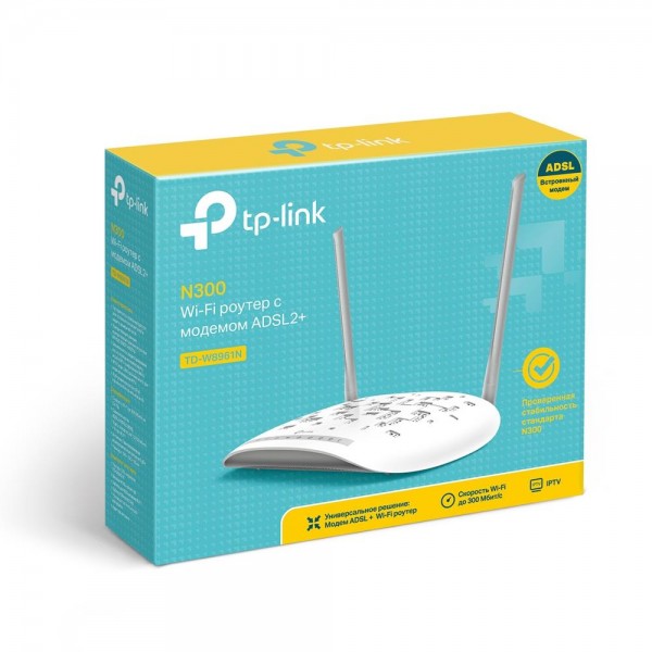 TP-Link N300 Wi-Fi роутер с ADSL2+ модемом