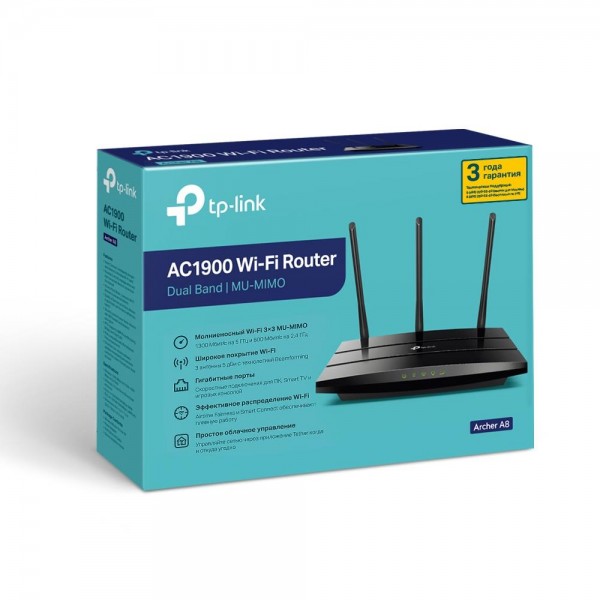 TP-Link Двухдиапазонный гигабитный Wi-Fi роутер AC1900 с поддержкой Mesh и MU‑MIMO