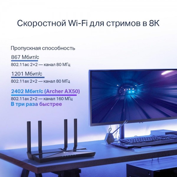 TP-Link Двухдиапазонный гигабитный Wi‑Fi роутер AX3000 TP-Link Двухдиапазонный гигабитный Wi‑Fi роутер AX3000