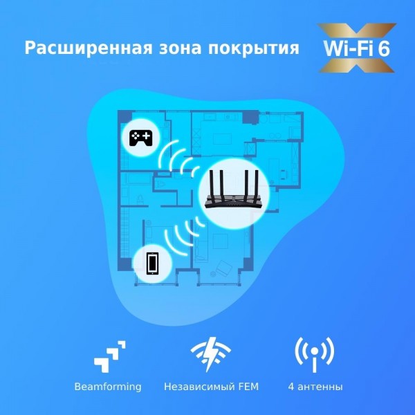 TP-Link Двухдиапазонный гигабитный Wi‑Fi роутер AX3000 TP-Link Двухдиапазонный гигабитный Wi‑Fi роутер AX3000