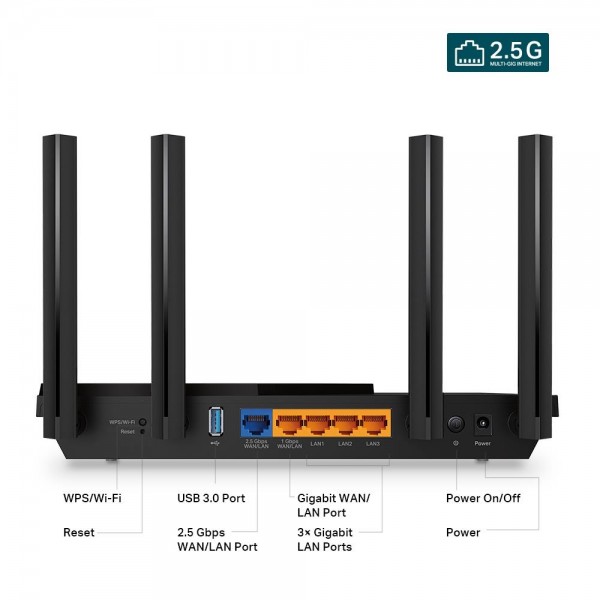 TP-Link Двухдиапазонный Wi-Fi роутер AX3000 с портом WAN/LAN 2,5 Гбит/с и поддержкой Mesh TP-Link Двухдиапазонный Wi-Fi роутер AX3000 с портом WAN/LAN 2,5 Гбит/с и поддержкой Mesh