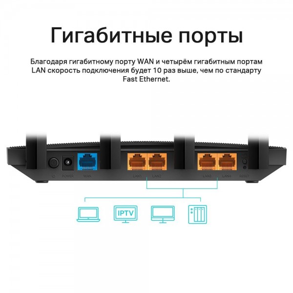 TP-Link Двухдиапазонный гигабитный Wi‑Fi роутер AC1300 с поддержкой Mesh и MU‑MIMO