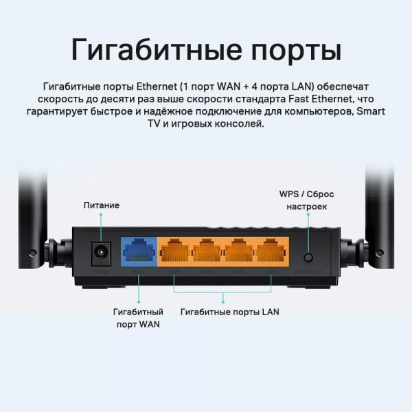 TP-Link Двухдиапазонный гигабитный Wi-Fi роутер AC1200 с поддержкой Mesh и MU‑MIMO