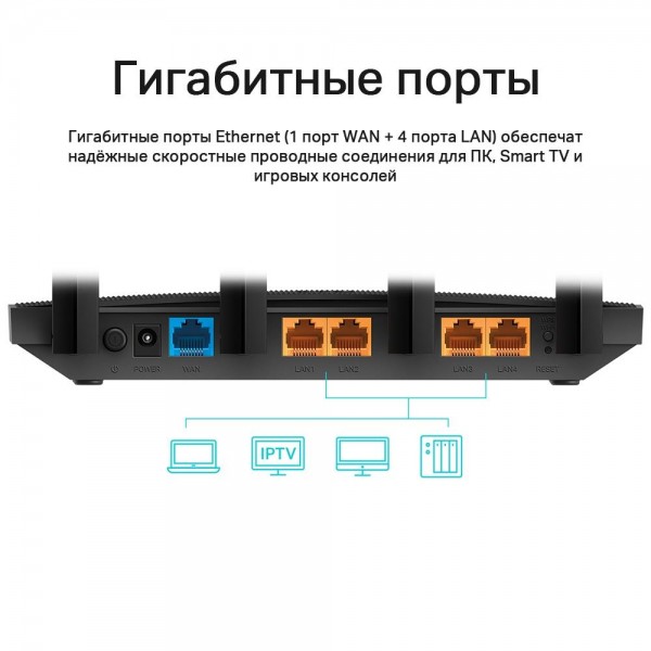 TP-Link Двухдиапазонный гигабитный Wi-Fi роутер AC1900 с поддержкой Mesh и MU‑MIMO