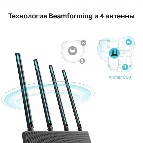TP-Link Двухдиапазонный гигабитный Wi-Fi роутер AC1900 с поддержкой Mesh и MU‑MIMO